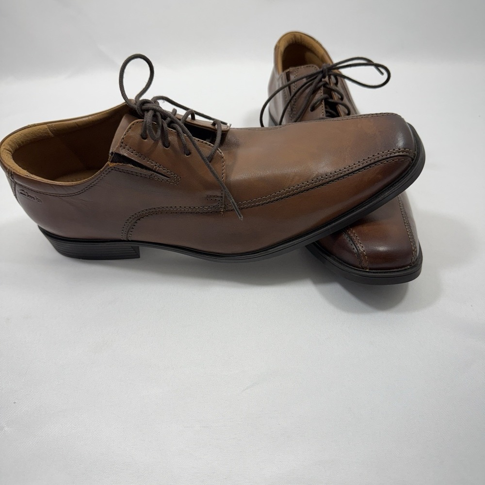 New Clarks Shoes Hommes Men‎ Size 12M Leather Lace-Up Tie Dress Brown